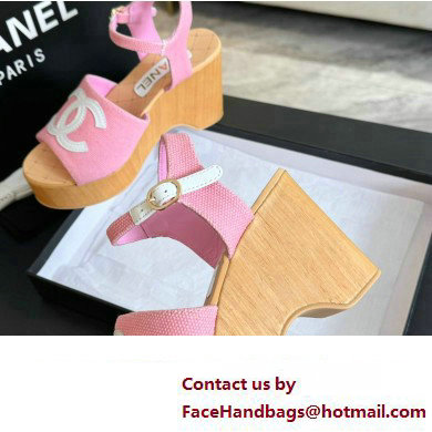 Chanel Fabric  &  Patent Calfskin Sandals G45555 Pink 2024